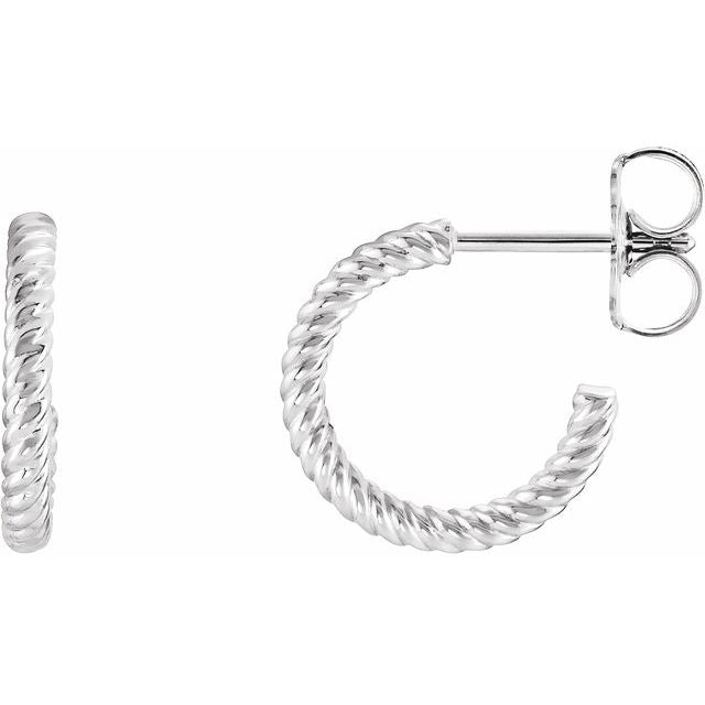 Sterling Silver Rope 12 Mm Hoop Earrings