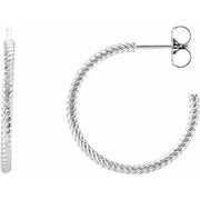 14k White Rope 21 Mm Hoop Earrings