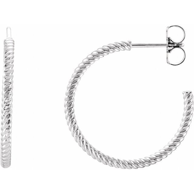 14k White Rope 21 Mm Hoop Earrings