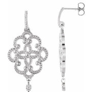 Sterling Silver & 14K White Granulated Earring