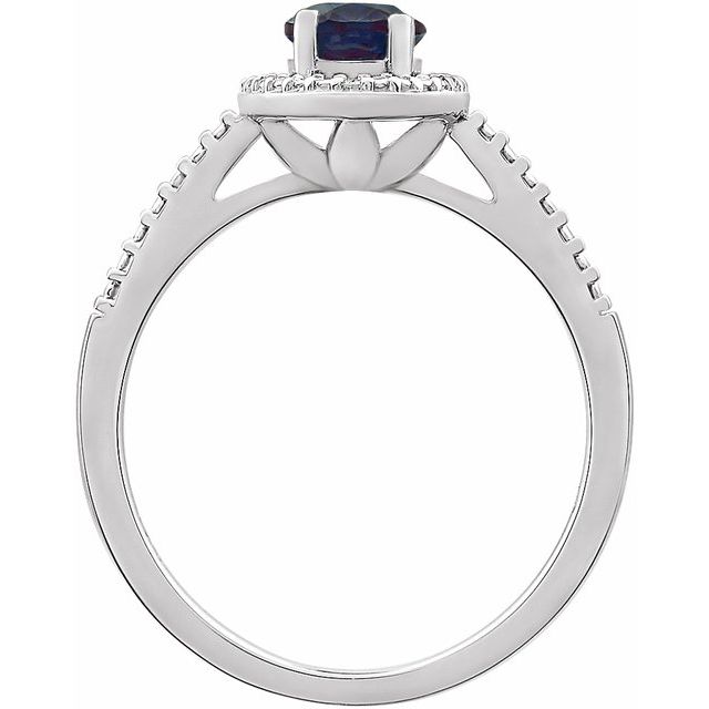 Sterling Silver Lab-grown Alexandrite & .01 Ctw Natural Diamond Ring