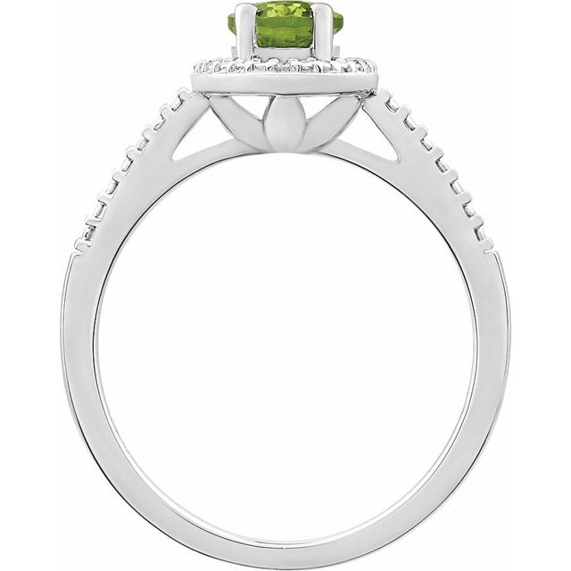 Sterling Silver Natural Peridot & .01 Ctw Natural Diamond Ring