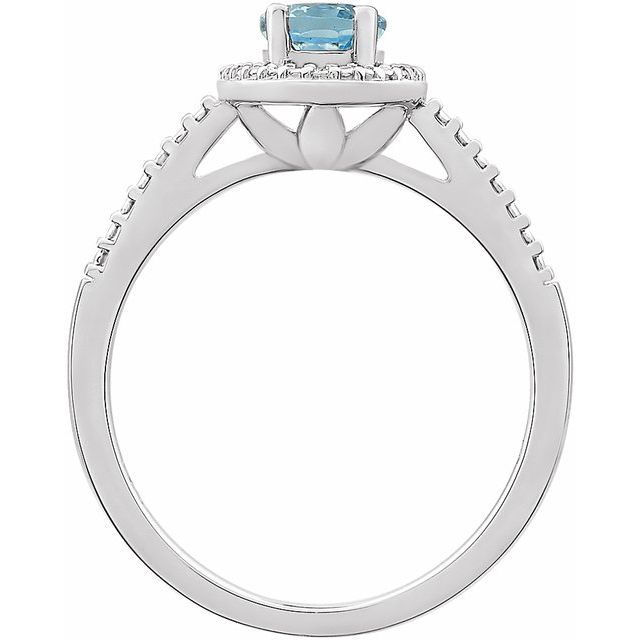 Sterling Silver Natural Sky Blue Topaz & .01 Ctw Natural Diamond Ring