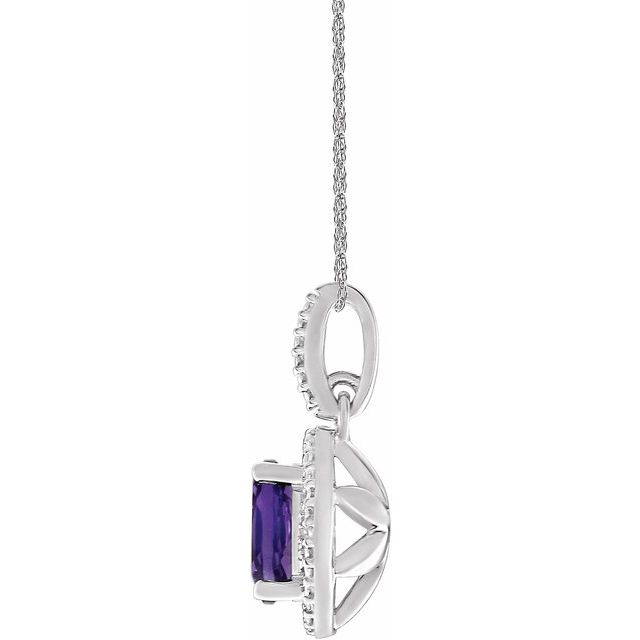Sterling Silver Natural Amethyst & .01 Ctw Natural Diamond 18' Necklace