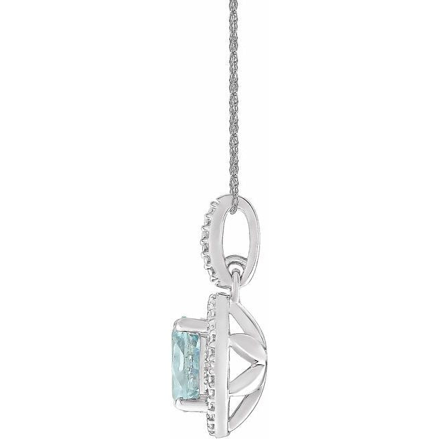 Sterling Silver Natural Aquamarine & .01 Ctw Natural Diamond 18' Necklace