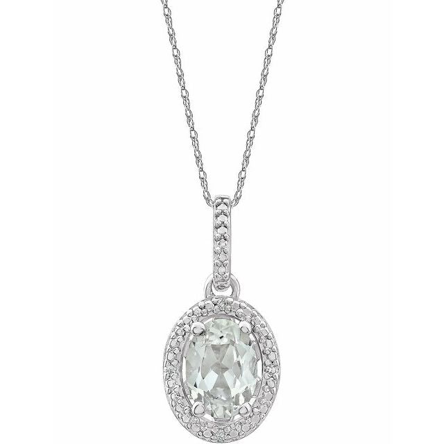 Sterling Silver Lab-grown White Sapphire & .01 Ctw Natural Diamond 18' Necklace