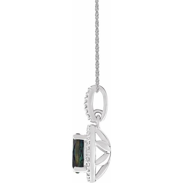 Sterling Silver Lab-grown Alexandrite & .01 Ctw Natural Diamond 18' Necklace