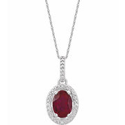 Sterling Silver Lab-grown Ruby & .01 Ctw Natural Diamond 18' Necklace