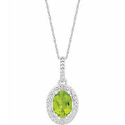 Sterling Silver Natural Peridot & .01 Ctw Natural Diamond 18' Necklace