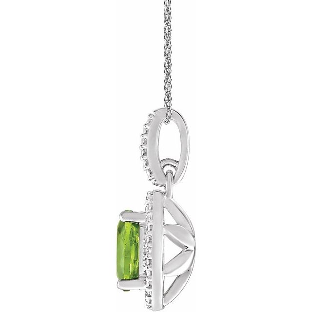 Sterling Silver Natural Peridot & .01 Ctw Natural Diamond 18' Necklace
