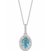 Sterling Silver Natural Sky Blue Topaz & .01 Ctw Natural Diamond 18' Necklace