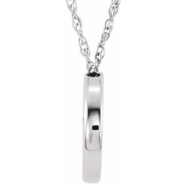 14k White 15 Mm Circle 18' Necklace