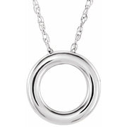 14k White 13 Mm Circle 18' Necklace