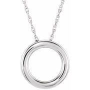 14k White 15 Mm Circle 18' Necklace