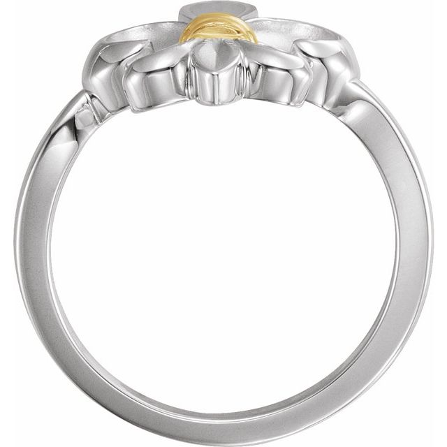 Sterling Silver & 14K Yellow Fleur-de-lis Ring