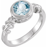 Sterling Silver Natural Aquamarine & .02 CTW Natural Diamond Ring