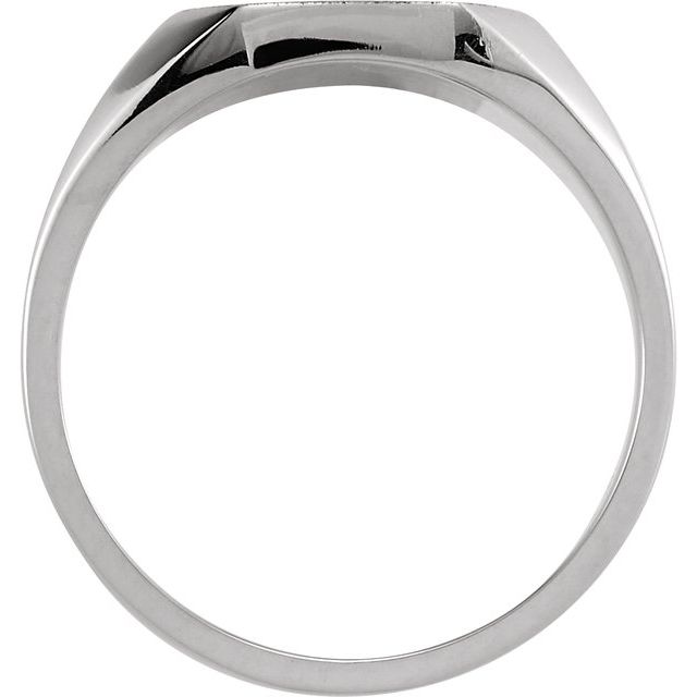 14k White 11x9 Mm Octagon Signet Ring