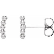 14k White Curved Beaded Earrings