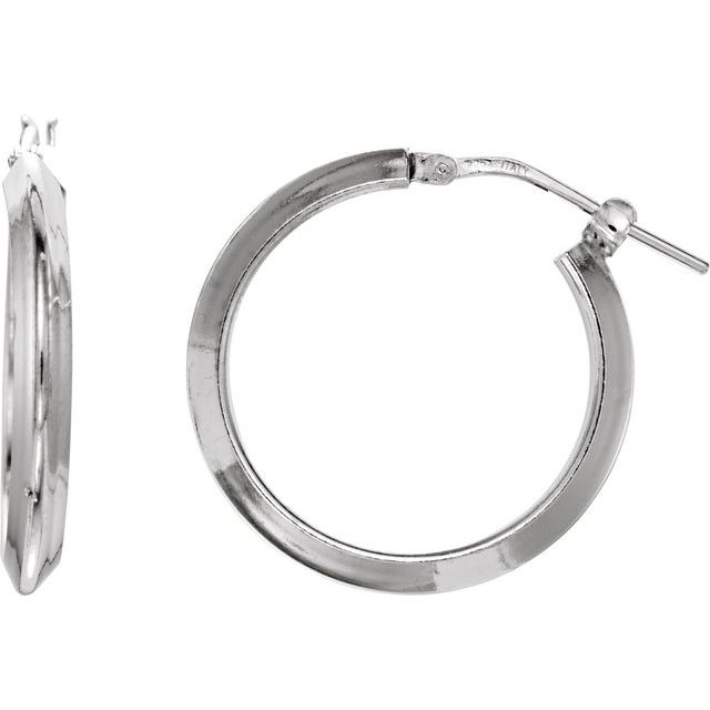Sterling Silver Knife-Edge Tube 20 mm Hoop Earrings