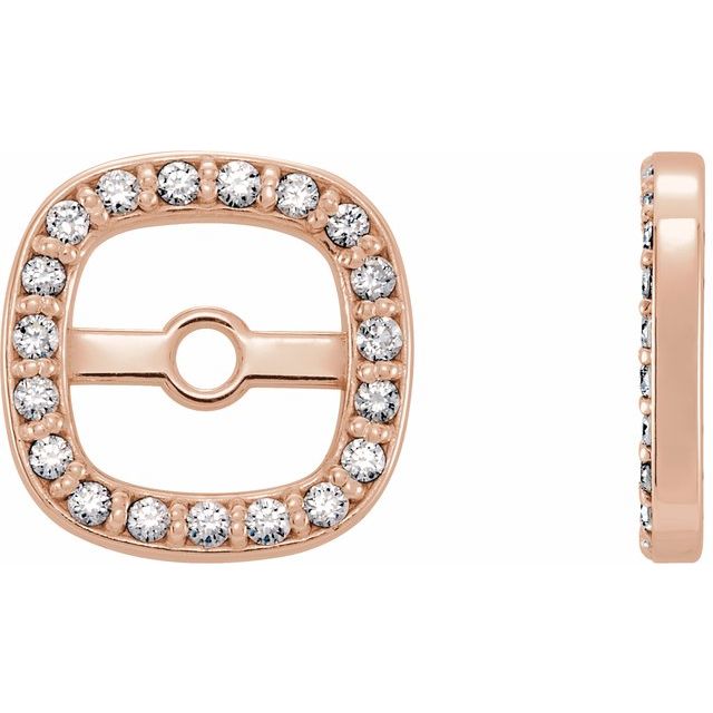 14k Rose 1/10 Ctw Natural Diamond Halo-style Earring Jackets