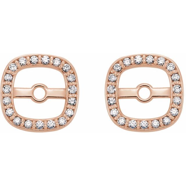14k Rose 1/10 Ctw Natural Diamond Halo-style Earring Jackets