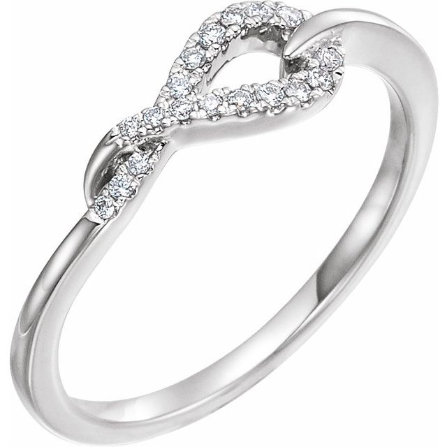 14K White 1/10 CTW Natural Diamond Knot Ring