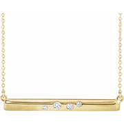 14k Yellow 1/10 Ctw Natural Diamond Bar 16-18' Necklace