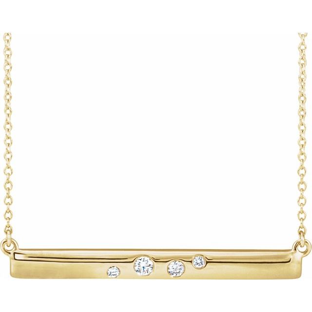 14k Yellow 1/10 Ctw Natural Diamond Bar 16-18' Necklace