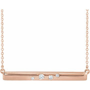 14k Rose 1/10 Ctw Natural Diamond Bar 16-18' Necklace