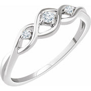 14k White .08 Ctw Natural Diamond Freeform Ring