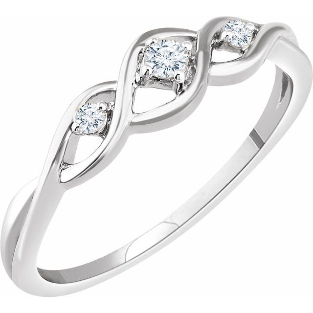 14k White .08 Ctw Natural Diamond Freeform Ring