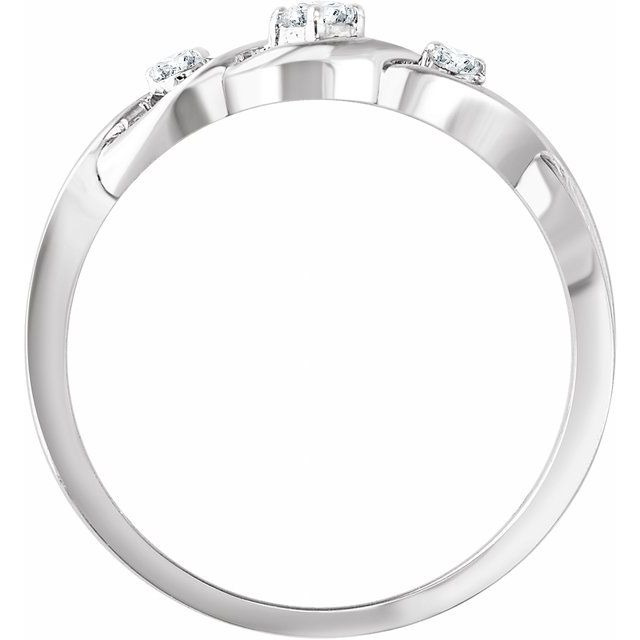 14k White .08 Ctw Natural Diamond Freeform Ring