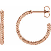 14k Rose Rope 17 Mm Hoop Earrings