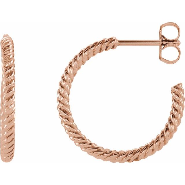 14k Rose Rope 17 Mm Hoop Earrings