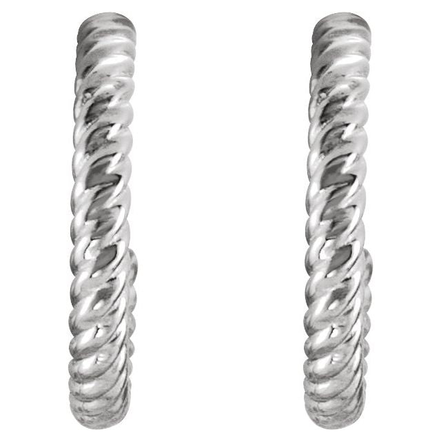 Sterling Silver Rope 12 Mm Hoop Earrings