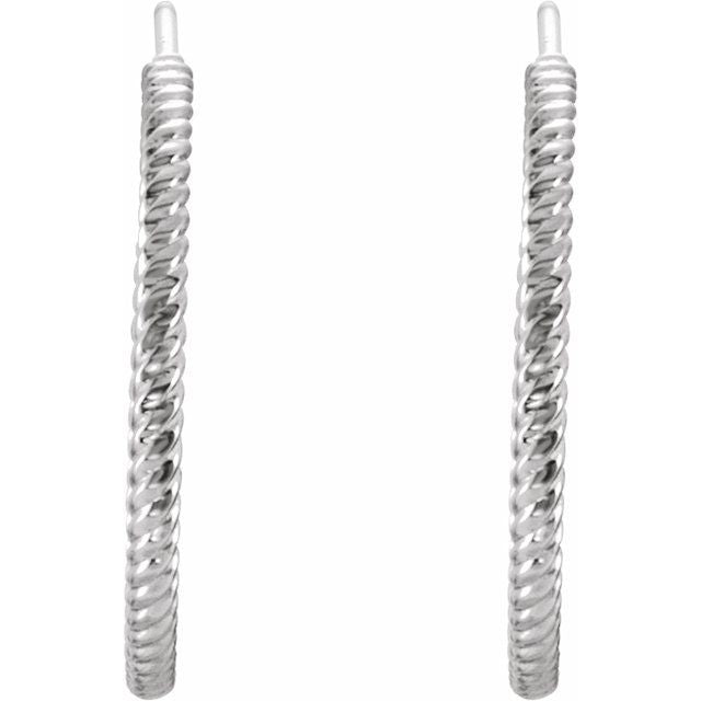 14k White Rope 21 Mm Hoop Earrings
