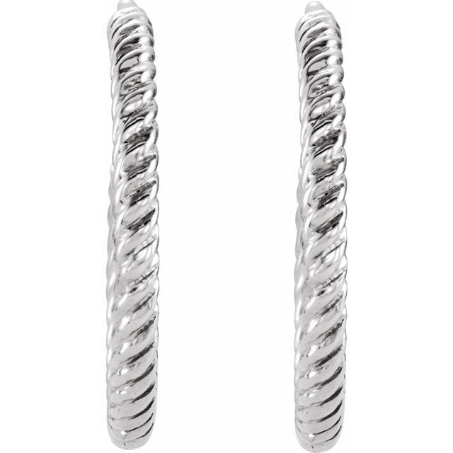 14k White Rope 17 Mm Hoop Earrings