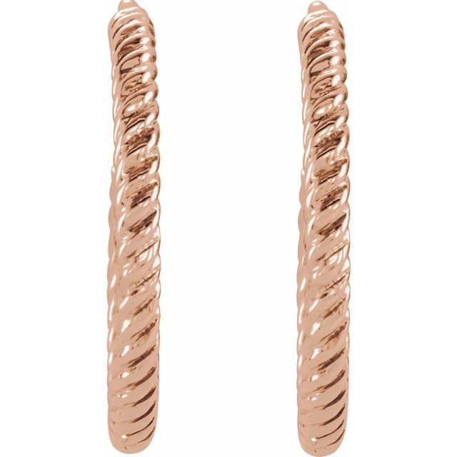 14k Rose Rope 17 Mm Hoop Earrings