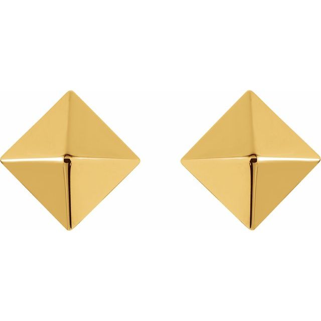 14K Yellow Pyramid Stud Earrings