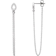 14k White Leaf Chain Earrings
