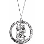 Sterling Silver 38.7 mm St. Christopher Medal 24' Necklace