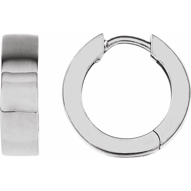 14K White Hinged 14.5 mm Hoop Earrings