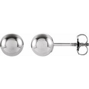 14k White 5 Mm Ball Stud Earrings