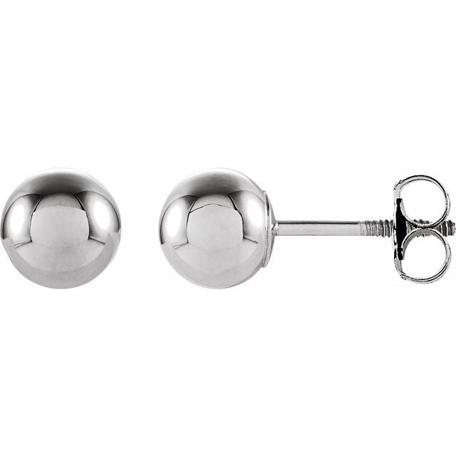 14k White 5 Mm Ball Stud Earrings