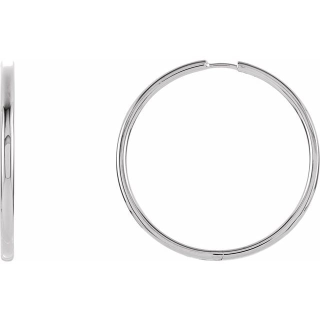 Sterling Silver 38 mm Hinged Hoop Earrings