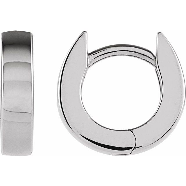 14K White Hinged 10.2 mm Hoop Earrings