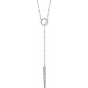14k White 1/6 Ctw Natural Diamond Circle & Bar 16-18'  Y Necklace