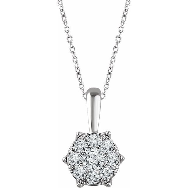14k White 1/3 Ctw Natural Diamond 16-18' Necklace