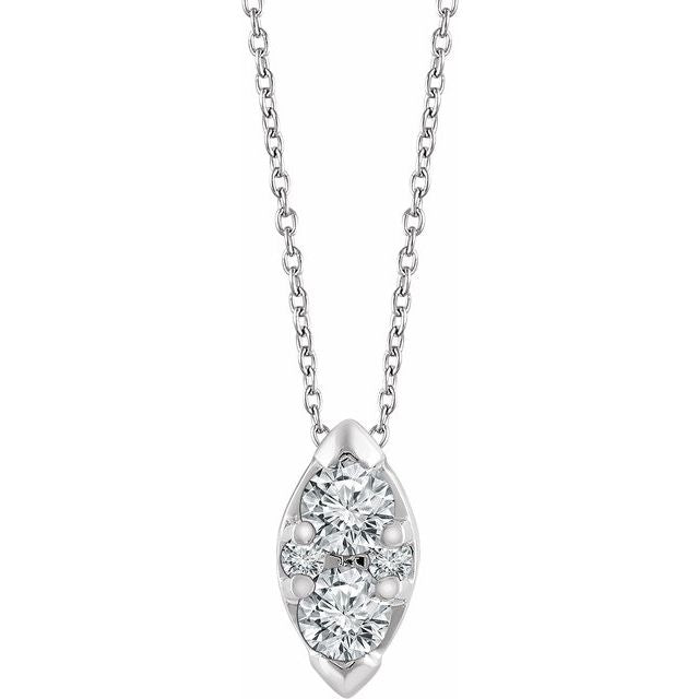 14k White 1/8 Ctw Natural Diamond 16-18' Necklace