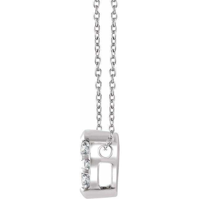 14k White 1/8 Ctw Natural Diamond 16-18' Necklace